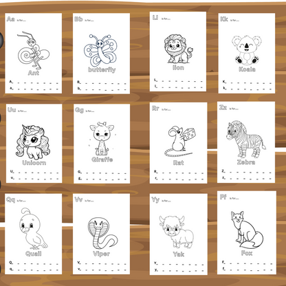 ABC Baby Shower Coloring Book, Baby's First ABC Book, Baby Shower Activities, Fun Baby Shower Guest Game, Baby Shower Alphabet Book